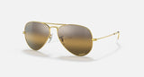 RAY-BAN : AVIATEUR POLARISÉS+ (AVIATOR POLARIZED+ LENSES) en métal or poli et lentilles en argent et marron | Rb3025 9196G5