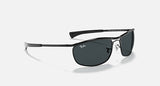 RAY-BAN : OLYMPIAN I DELUXE en Métal Noir poli et lentilles ovale bleu | Rb3119m 002r5