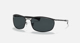 RAY-BAN : OLYMPIAN I DELUXE en Métal Noir poli et lentilles ovale bleu | Rb3119m 002r5