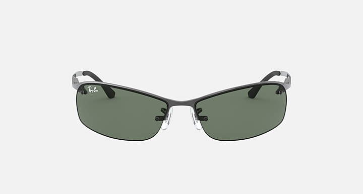 RAY-BAN : RB3183 en Métal gris anthracite poli et lentilles rectangulaire vert foncé | Rb3183 004/71