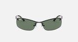 RAY-BAN : RB3183 en Métal gris anthracite poli et lentilles rectangulaire vert foncé | Rb3183 004/71