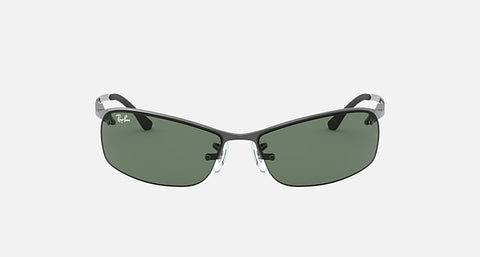 RAY-BAN : RB3183 en Métal gris anthracite poli et lentilles rectangulaire vert foncé | Rb3183 004/71