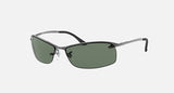 RAY-BAN : RB3183 en Métal gris anthracite poli et lentilles rectangulaire vert foncé | Rb3183 004/71