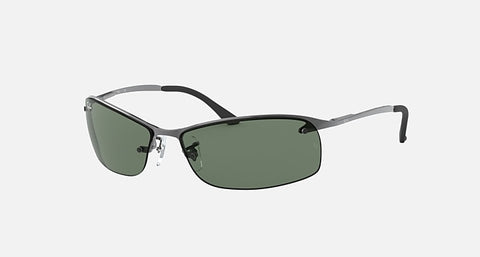 RAY-BAN : RB3183 en Métal gris anthracite poli et lentilles rectangulaire vert foncé | Rb3183 004/71