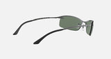 RAY-BAN : RB3183 en Métal gris anthracite poli et lentilles rectangulaire vert foncé | Rb3183 004/71