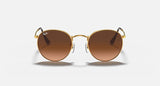 RAY-BAN : ROUND METAL en Bronze clair poli et lentilles dégradé rose-marron | Rb3447 9001/a5