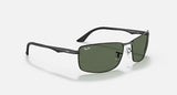 RAY-BAN : RB3498 en Noir poli et lentilles vertes | Rb3498 002/71 61