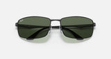 RAY-BAN : RB3498 en Noir poli et lentilles vertes | Rb3498 002/71 61