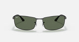 RAY-BAN : RB3498 en Noir poli et lentilles vertes | Rb3498 002/71 61