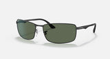 RAY-BAN : RB3498 en Noir poli et lentilles vertes | Rb3498 002/71 61