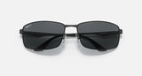 RAY-BAN : RB3498 en Noir mat et lentilles grises polarisées | Rb3498 006/81 61
