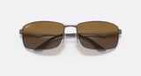 RAY-BAN : RB3498 en gris anthracite mat et lentilles marron polarisées | Rb3498 029/t5 61