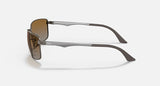 RAY-BAN : RB3498 en gris anthracite mat et lentilles marron polarisées | Rb3498 029/t5 61