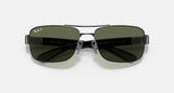 RAY-BAN : Rb3522 en Gris anthracite poli et lentilles vertes G-15 polarisé | Rb3522 004/9a 64