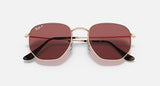 RAY-BAN : RB3548N en Or rose poli et lentilles en violet polarisé | Rb3548n 9202/af