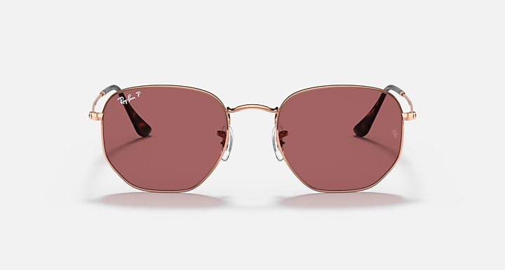 RAY-BAN : RB3548N en Or rose poli et lentilles en violet polarisé | Rb3548n 9202/af