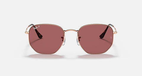 RAY-BAN : RB3548N en Or rose poli et lentilles en violet polarisé | Rb3548n 9202/af