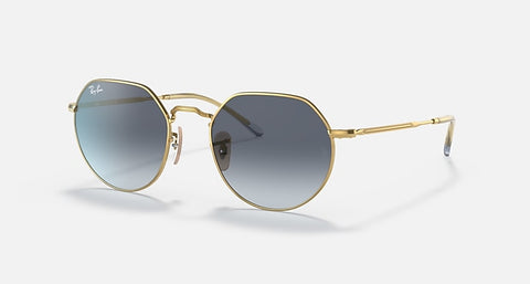 RAY-BAN : JACK en Or Arista poli et lentilles dégradé bleu gris | RB3565 001/86