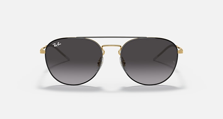 RAY-BAN : PHANTOS en Noir poli sur or arista et lentilles grises | RB3589 9054/8G