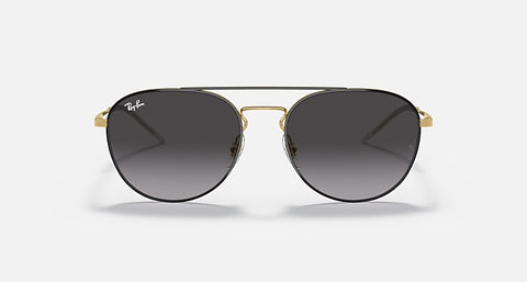 RAY-BAN : PHANTOS en Noir poli sur or arista et lentilles grises | RB3589 9054/8G