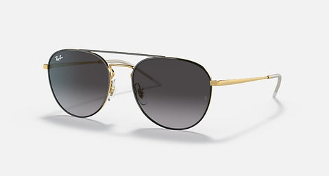 RAY-BAN : PHANTOS en Noir poli sur or arista et lentilles grises | RB3589 9054/8G