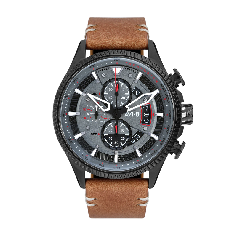 AVI-8 : Avi-8 Hawker Hunter Avon Chronograph Av-4064-03, Brun/ Noir/ Scarlet