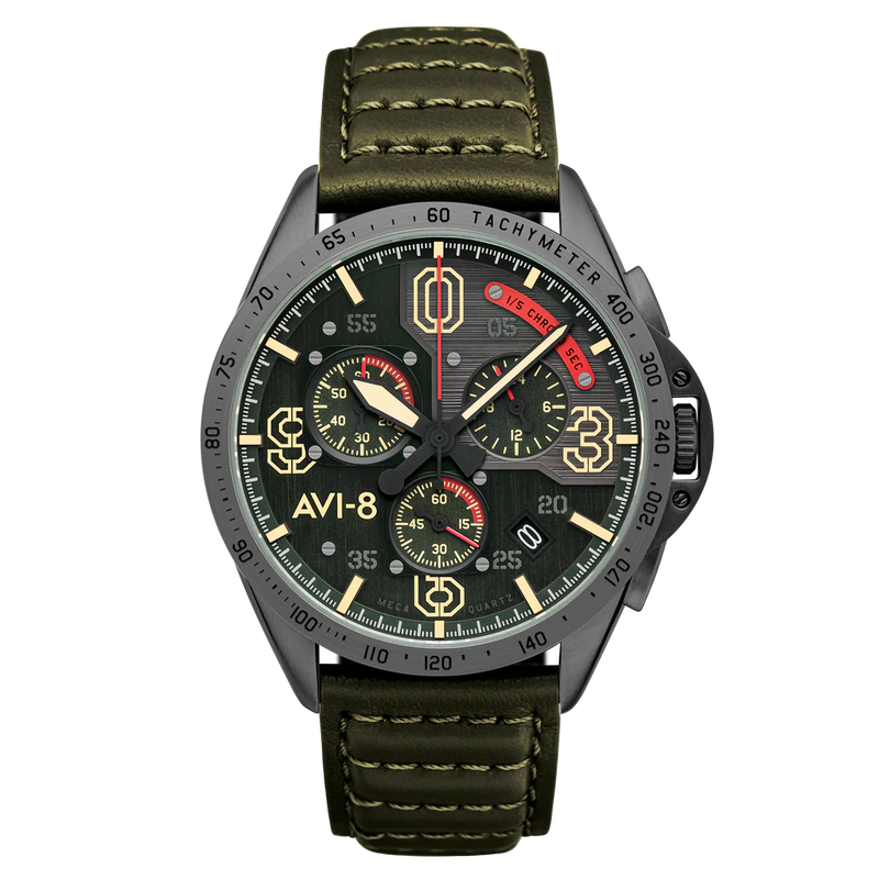 AVI-8 : Avi-8 Mustang Blakeslee Chronograph Meca- Quartz Av-4077-05 Vert