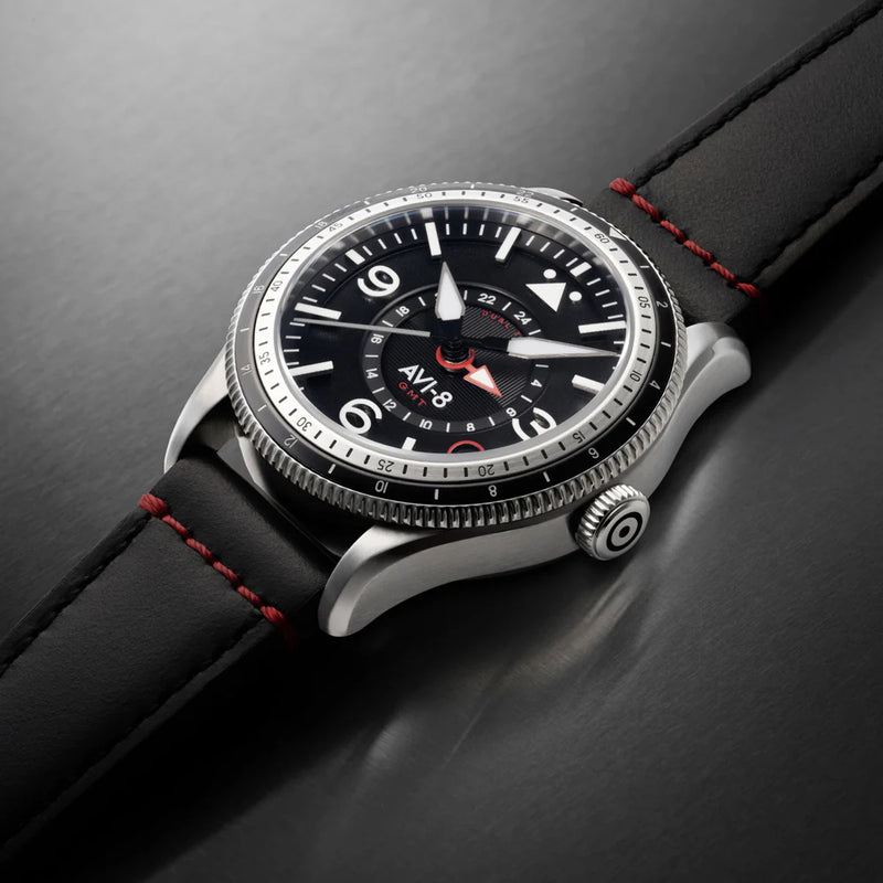 AVI-8 : FLYBOY Airmaster GMT Automatic Engine Black AV-4128-01
