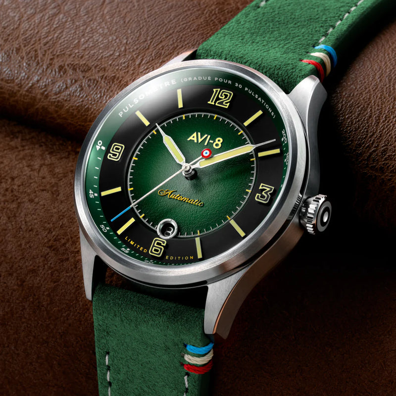 AVI-8 : Flyboy Lafayette Automatic 110th Anniversary Limited Edition Mossy Hue AVI-8 Av4153 01
