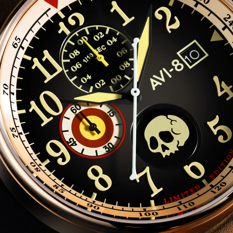 AVI-8 : Avi-8 X Mr. Skelly Hawker Hurricane Classic Chronograph 1924us, Édition Limitée
