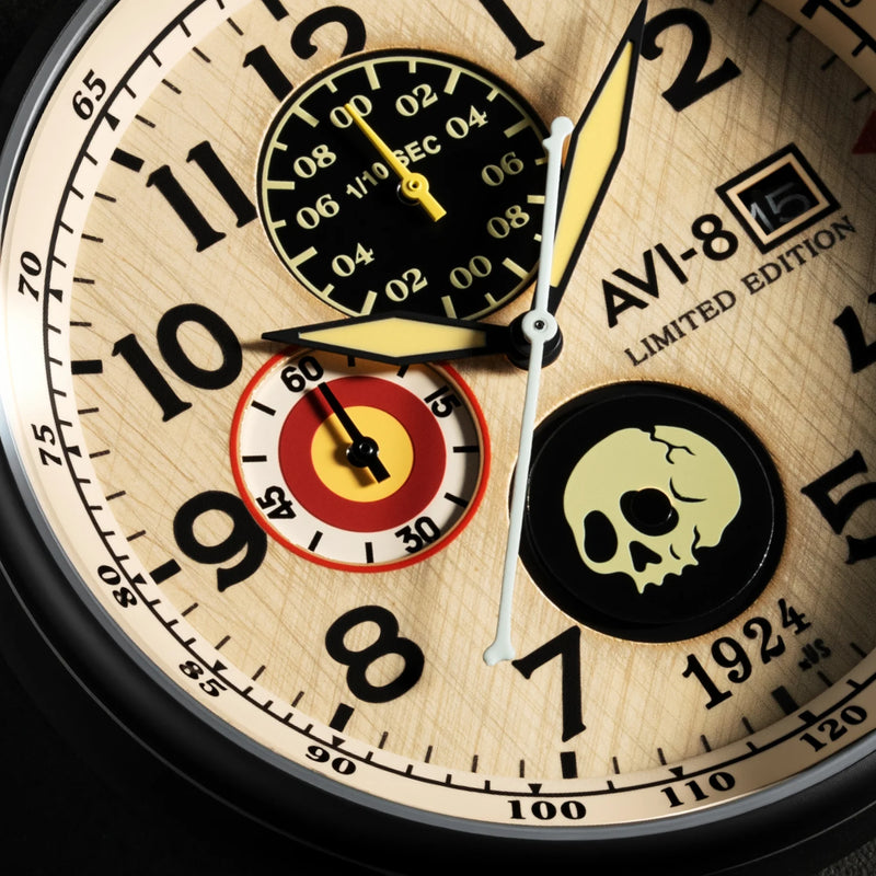 AVI-8 : Avi-8 X Mr. Skelly Hawker Hurricane Classic Chronograph 1924us, Édition Limitée