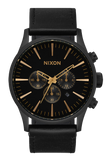 NIXON : Sentry Chrono Leather Matte Black, A1391-3088-00