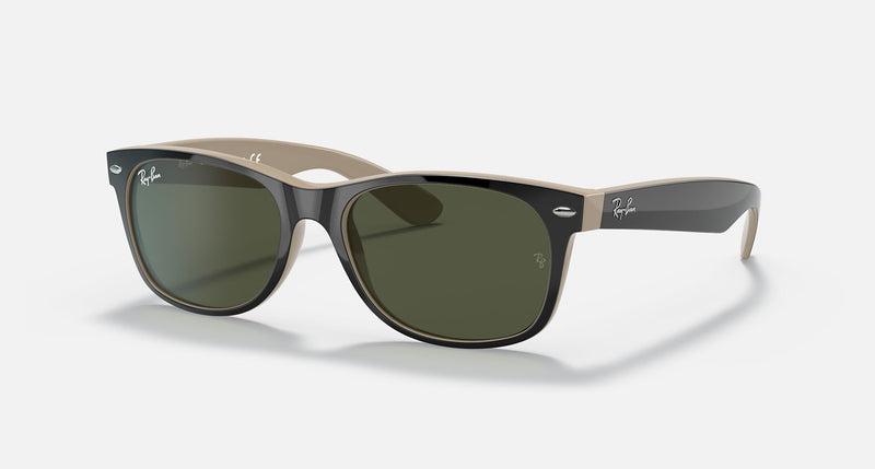 RAY-BAN : Ray-Ban Wayfarer, Noir Poli Vert, Rb2132 875 52