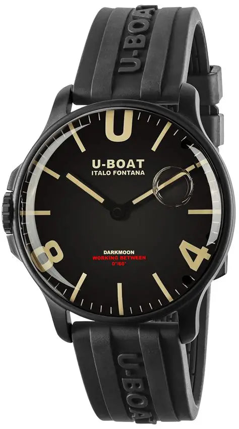 U-BOAT : U-Boat Darkmoon 44mm 8464 Black dial rubber strap