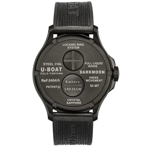 U-BOAT : U-Boat Darkmoon 44mm 8464 Black dial rubber strap