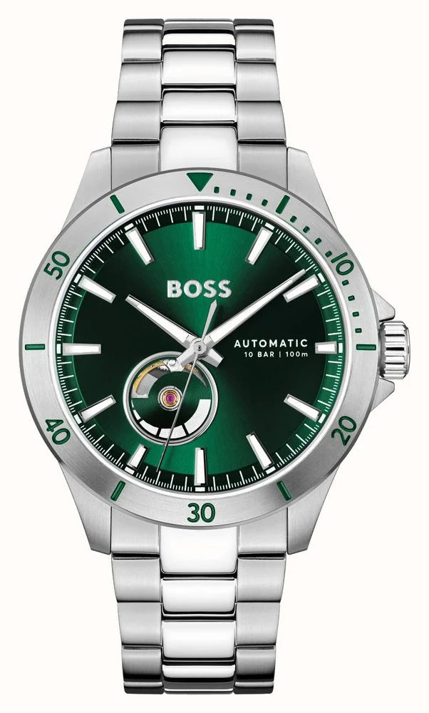 HUGO BOSS : Boss Troper Automatic Argent/ Vert