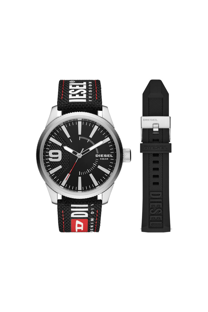 Diesel : Rasp NSBB Three-Hand Black Nylon Watch Set, Dz1906