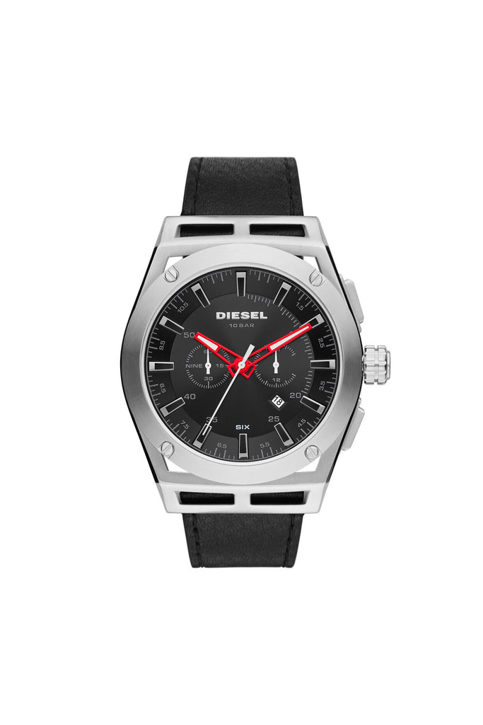 Diesel : Timeframe chronograph black leather watch, Dz4543