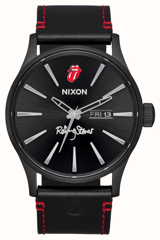 NIXON : Nixon X Rolling Stones Sentry Leather All Black